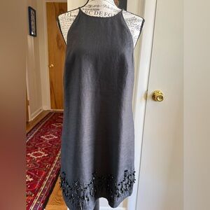 J.Crew Collection Black Linen Beaded Hem Shift Dress – Size Small